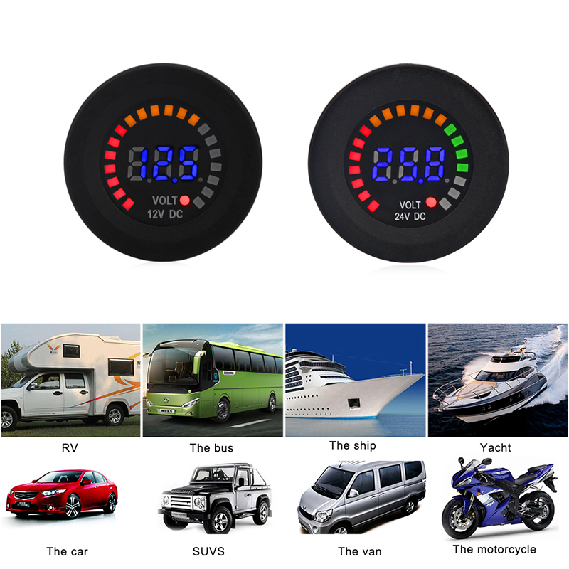 24V 12V DC Voltmeter Color LED - Battery Monitor Coulometer ulasan dan harga