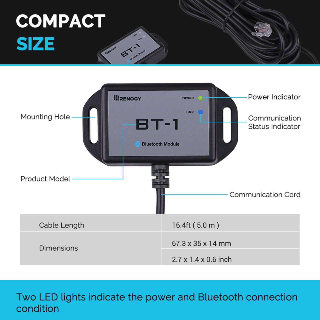 Renogy Bluetooth Module RJ12 C - Renogy Controller Rover ulasan dan harga